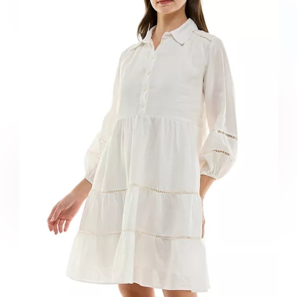 NWOT Taylor
Women's Ladder-Trim Collared A-Line Dress
